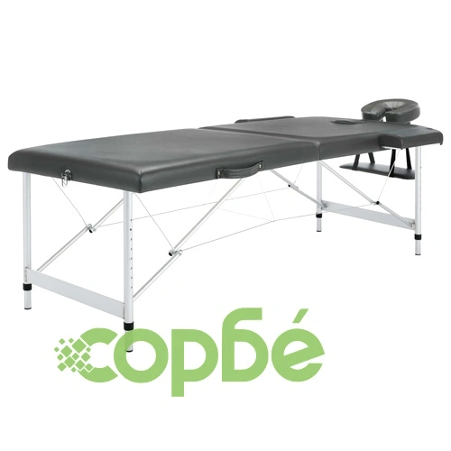 Масажна кушетка с 2 зони, алуминиева рамка, антрацит, 186х68 см ➤ топ цена ➤ sorbe.bg