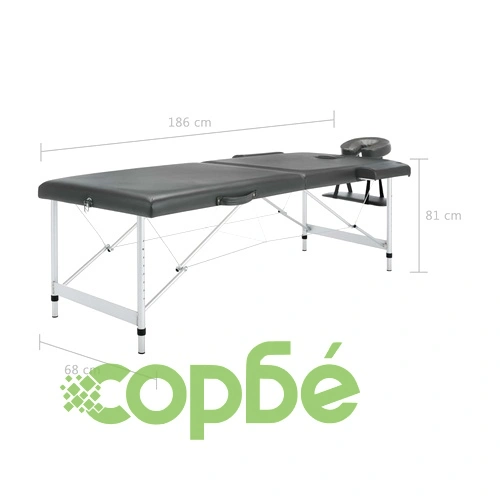 Масажна кушетка с 2 зони, алуминиева рамка, антрацит, 186х68 см ➤ топ цена ➤ sorbe.bg