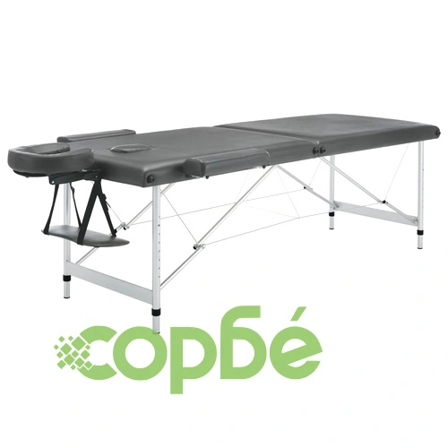 Масажна кушетка с 2 зони, алуминиева рамка, антрацит, 186х68 см ➤ топ цена ➤ sorbe.bg