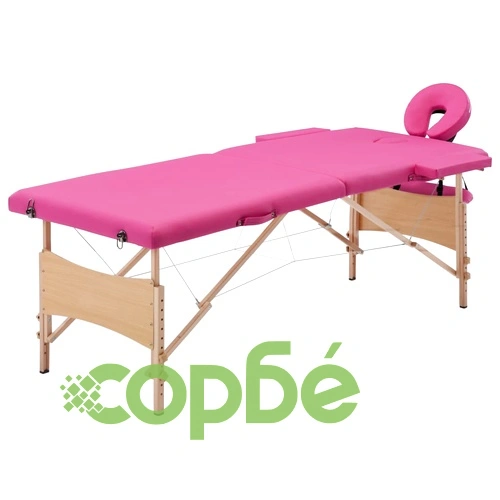 Сгъваема масажна кушетка, 2 зони, дърво, розова ➤ топ цена ➤ sorbe.bg
