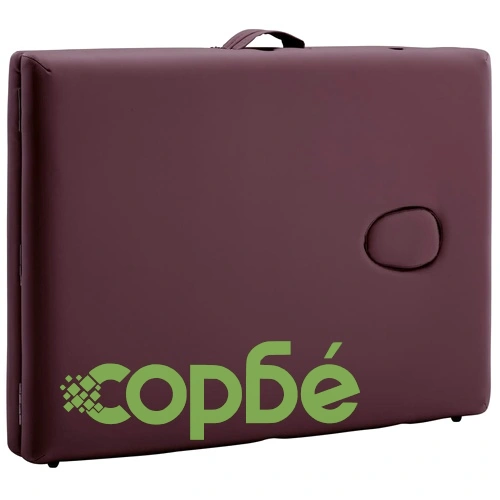 Сгъваема масажна кушетка, 2 зони, дърво, виненолилава ➤ топ цена ➤ sorbe.bg