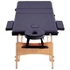 Сгъваема масажна кушетка, 3 зони, дърво, лилава