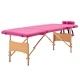 Сгъваема масажна кушетка, 4 зони, дърво, розова