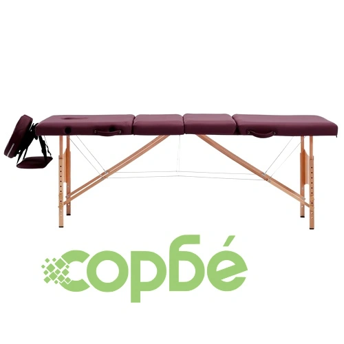 Сгъваема масажна кушетка, 4 зони, дърво, лилава ➤ топ цена ➤ sorbe.bg