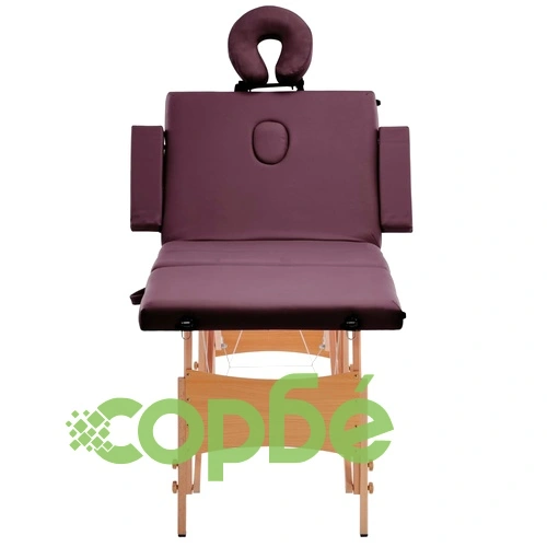 Сгъваема масажна кушетка, 4 зони, дърво, лилава ➤ топ цена ➤ sorbe.bg