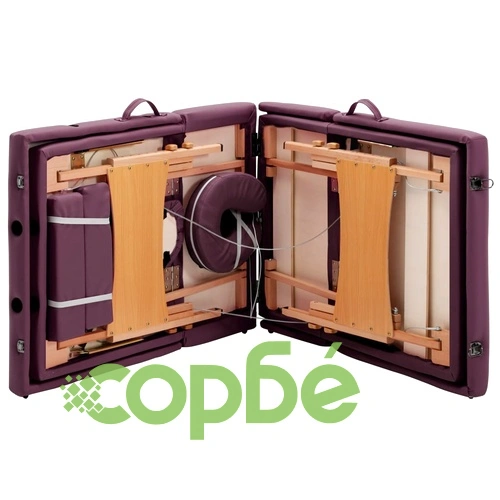 Сгъваема масажна кушетка, 4 зони, дърво, лилава ➤ топ цена ➤ sorbe.bg