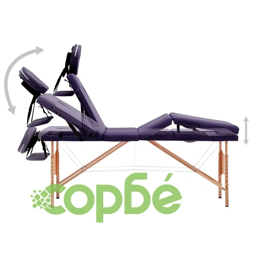 Сгъваема масажна кушетка, 4 зони, дърво, виненолилава ➤ топ цена ➤ sorbe.bg