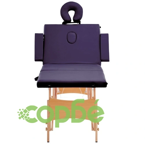 Сгъваема масажна кушетка, 4 зони, дърво, виненолилава ➤ топ цена ➤ sorbe.bg