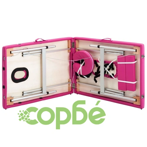 Сгъваема масажна кушетка, 2 зони, алуминий, розова ➤ топ цена ➤ sorbe.bg