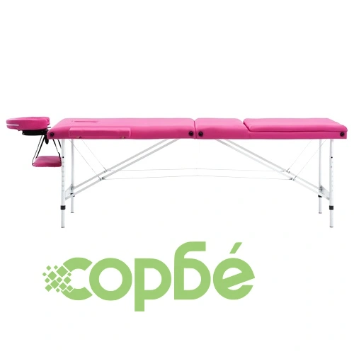 Сгъваема масажна кушетка, 3 зони, алуминий, розова ➤ топ цена ➤ sorbe.bg