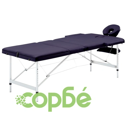 Сгъваема масажна кушетка, 3 зони, алуминий, виненолилава ➤ топ цена ➤ sorbe.bg