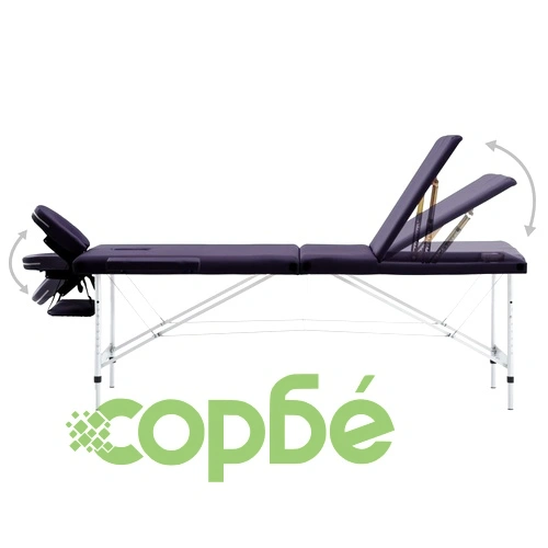 Сгъваема масажна кушетка, 3 зони, алуминий, виненолилава ➤ топ цена ➤ sorbe.bg