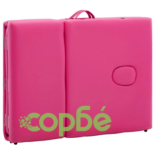 Сгъваема масажна кушетка, 4 зони, алуминий, розова ➤ топ цена ➤ sorbe.bg