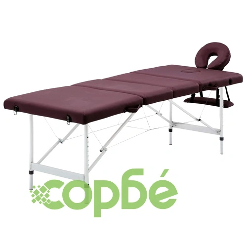 Сгъваема масажна кушетка, 4 зони, алуминий, лилава ➤ топ цена ➤ sorbe.bg