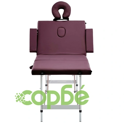 Сгъваема масажна кушетка, 4 зони, алуминий, лилава ➤ топ цена ➤ sorbe.bg