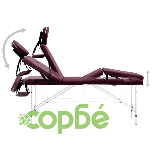 Сгъваема масажна кушетка, 4 зони, алуминий, лилава ➤ топ цена ➤ sorbe.bg
