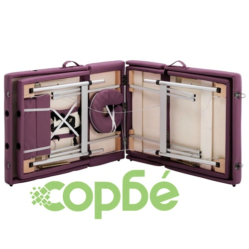 Сгъваема масажна кушетка, 4 зони, алуминий, лилава ➤ топ цена ➤ sorbe.bg