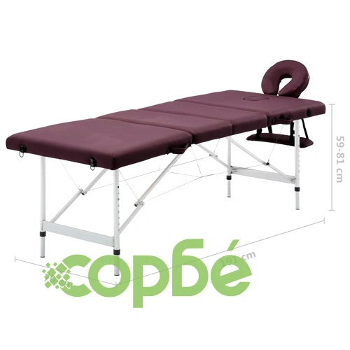 Сгъваема масажна кушетка, 4 зони, алуминий, лилава ➤ топ цена ➤ sorbe.bg
