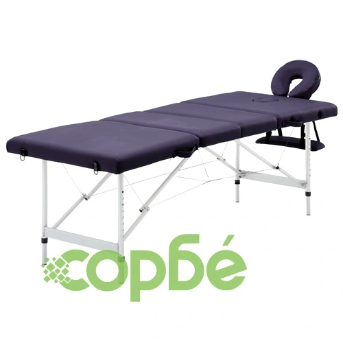 Сгъваема масажна кушетка, 4 зони, алуминий, виненолилава ➤ топ цена ➤ sorbe.bg