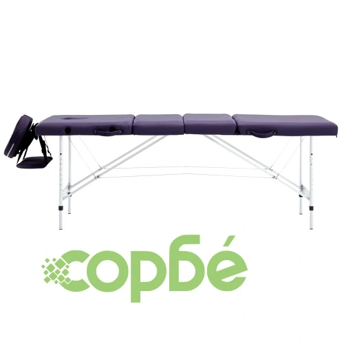 Сгъваема масажна кушетка, 4 зони, алуминий, виненолилава ➤ топ цена ➤ sorbe.bg