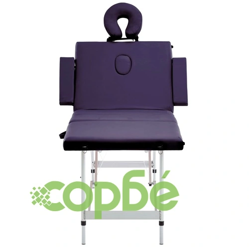 Сгъваема масажна кушетка, 4 зони, алуминий, виненолилава ➤ топ цена ➤ sorbe.bg