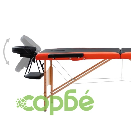 Сгъваема масажна кушетка, 2 зони, дърво, черно и оранжево ➤ топ цена ➤ sorbe.bg