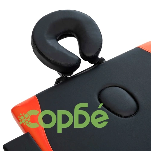 Сгъваема масажна кушетка, 2 зони, дърво, черно и оранжево ➤ топ цена ➤ sorbe.bg