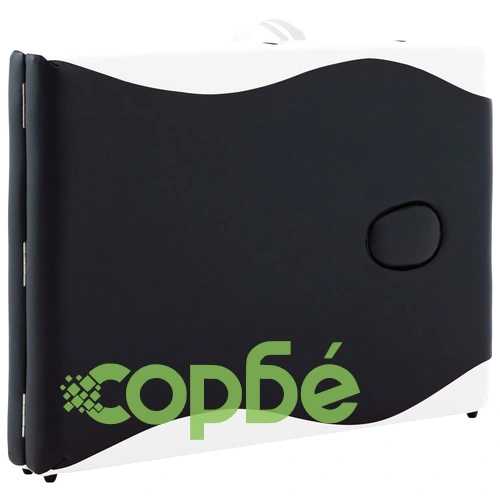 Сгъваема масажна кушетка, 2 зони, дърво, черно и бяло ➤ топ цена ➤ sorbe.bg