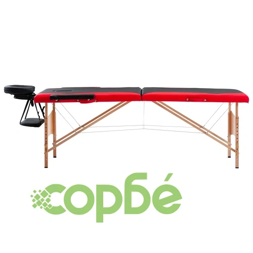 Сгъваема масажна кушетка, 2 зони, дърво, черно и червено ➤ топ цена ➤ sorbe.bg
