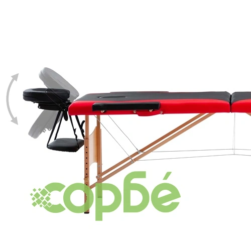 Сгъваема масажна кушетка, 2 зони, дърво, черно и червено ➤ топ цена ➤ sorbe.bg