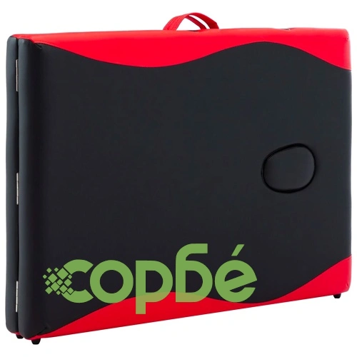 Сгъваема масажна кушетка, 2 зони, дърво, черно и червено ➤ топ цена ➤ sorbe.bg