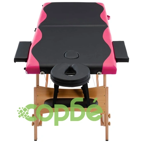 Сгъваема масажна кушетка, 2 зони, дърво, черно и розово ➤ топ цена ➤ sorbe.bg