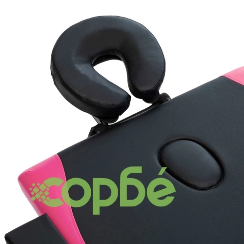 Сгъваема масажна кушетка, 2 зони, дърво, черно и розово ➤ топ цена ➤ sorbe.bg