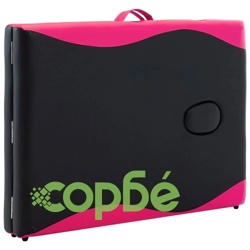 Сгъваема масажна кушетка, 2 зони, дърво, черно и розово ➤ топ цена ➤ sorbe.bg