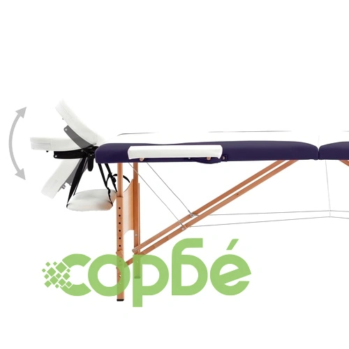 Сгъваема масажна кушетка, 2 зони, дърво, бяло и лилаво ➤ топ цена ➤ sorbe.bg