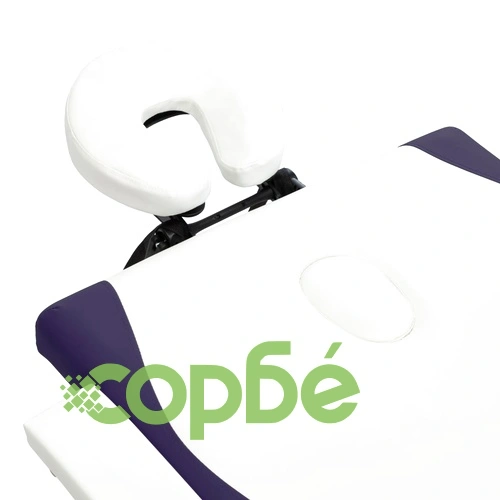 Сгъваема масажна кушетка, 2 зони, дърво, бяло и лилаво ➤ топ цена ➤ sorbe.bg