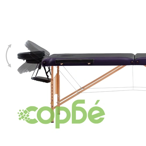 Сгъваема масажна кушетка, 3 зони, дърво, черно и лилаво ➤ топ цена ➤ sorbe.bg