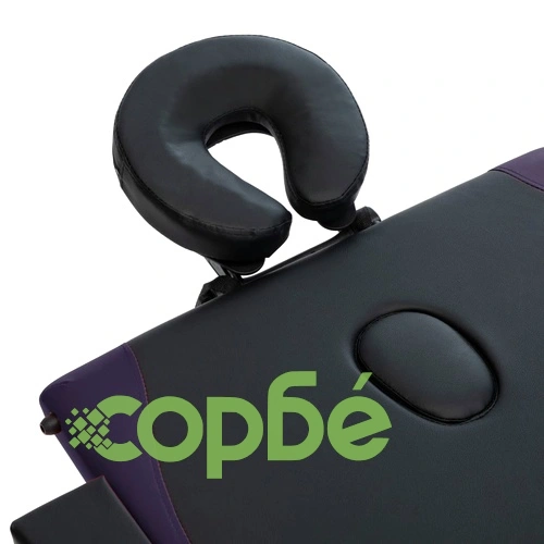 Сгъваема масажна кушетка, 3 зони, дърво, черно и лилаво ➤ топ цена ➤ sorbe.bg