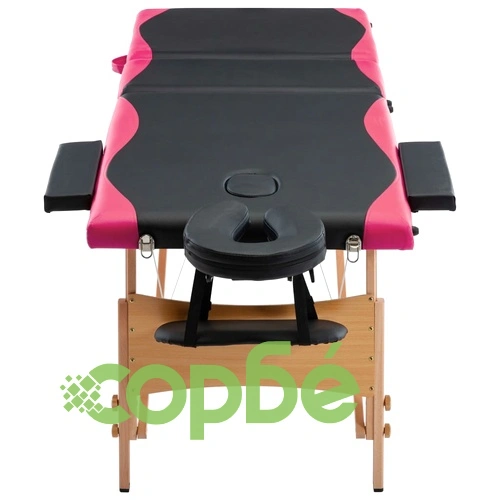 Сгъваема масажна кушетка, 3 зони, дърво, черно и розово ➤ топ цена ➤ sorbe.bg