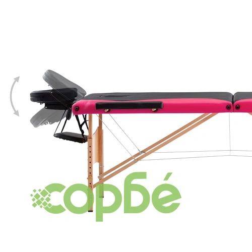 Сгъваема масажна кушетка, 3 зони, дърво, черно и розово ➤ топ цена ➤ sorbe.bg