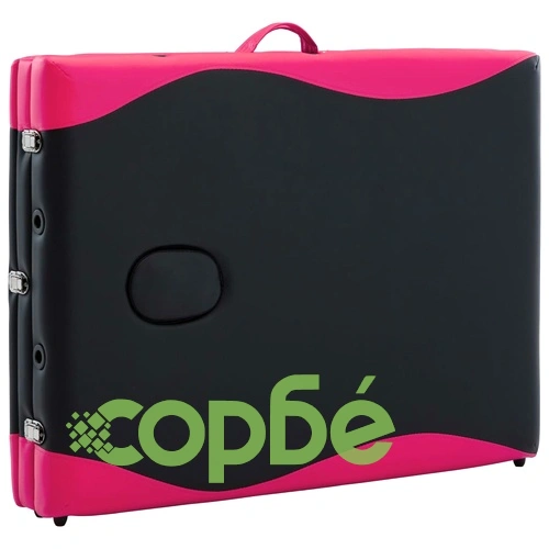 Сгъваема масажна кушетка, 3 зони, дърво, черно и розово ➤ топ цена ➤ sorbe.bg