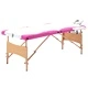 Сгъваема масажна кушетка, 3 зони, дърво, бяло и розово