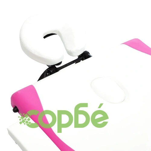 Сгъваема масажна кушетка, 3 зони, дърво, бяло и розово ➤ топ цена ➤ sorbe.bg