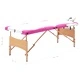 Сгъваема масажна кушетка, 3 зони, дърво, бяло и розово