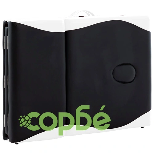 Сгъваема масажна кушетка, 4 зони, дърво, черно и бяло ➤ топ цена ➤ sorbe.bg