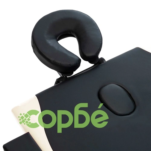 Сгъваема масажна кушетка, 4 зони, дърво, черно и бежово ➤ топ цена ➤ sorbe.bg