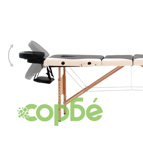 Сгъваема масажна кушетка, 4 зони, дърво, черно и бежово ➤ топ цена ➤ sorbe.bg