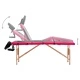 Сгъваема масажна кушетка, 4 зони, дърво, черно и розово