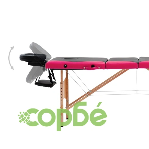 Сгъваема масажна кушетка, 4 зони, дърво, черно и розово ➤ топ цена ➤ sorbe.bg