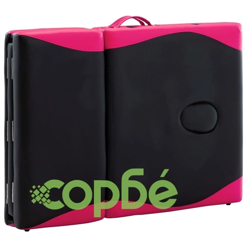 Сгъваема масажна кушетка, 4 зони, дърво, черно и розово ➤ топ цена ➤ sorbe.bg